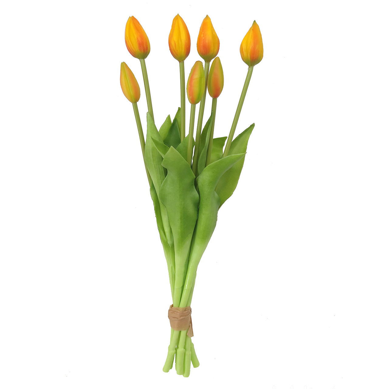 Ramo de tulipanes con 7 tulipanes de plástico, naranja (H) 44cm Blume, Pflanze, Blumen-Arrangement, Tulpe, Blumenstrauß