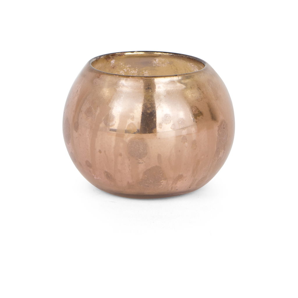 Theelicht pot, glas, 10x10x6cm, 1 stuk, roségoud Theelicht pot, glas, 10x10x6cm, 1 stuk, roségoud