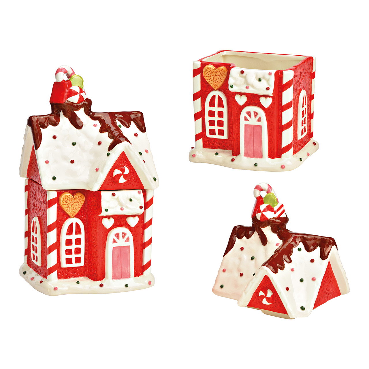 Dose Lebkuchenhaus aus Keramik rot (B/H/T) 14x27x13cm Dose Lebkuchenhaus aus Keramik rot (B/H/T) 14x27x13cm