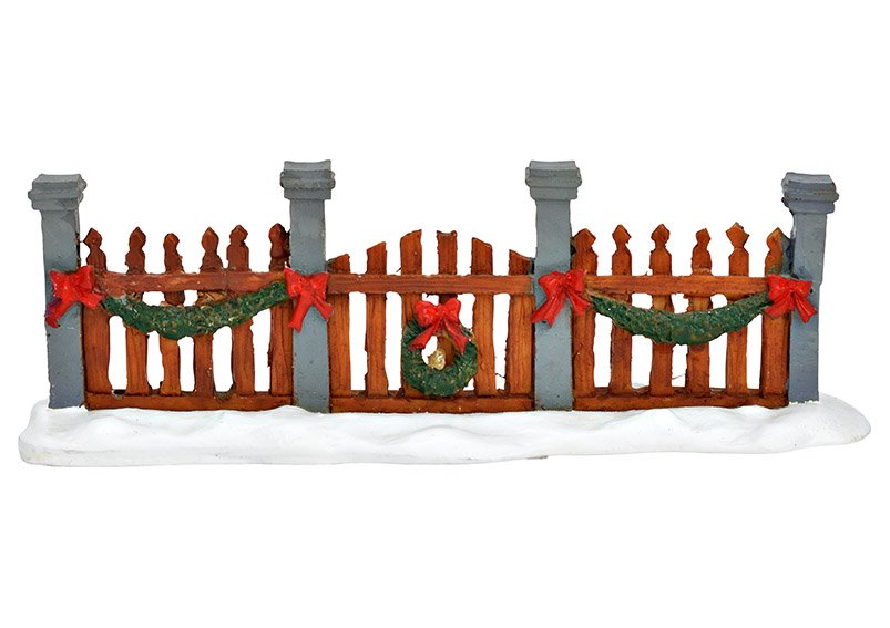 Miniature figures fence of poly colorful (W/H/D) 12x4x3cm
