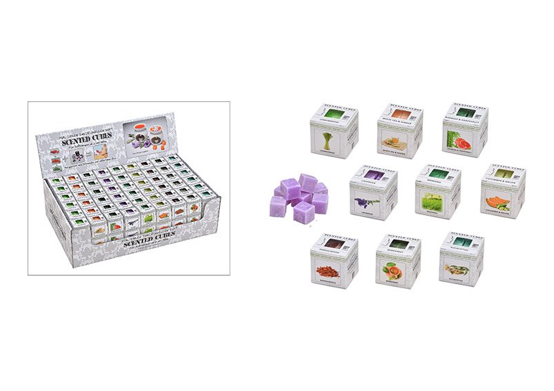 Scented wax wellness 24g multi colored 9-ass, 4x4x4cm