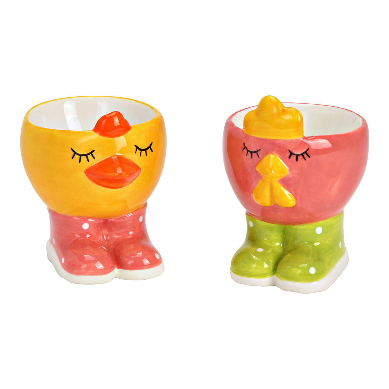 Ceramic egg cup chick colorful 2-fold, (W/H/D) 5x8x6cm