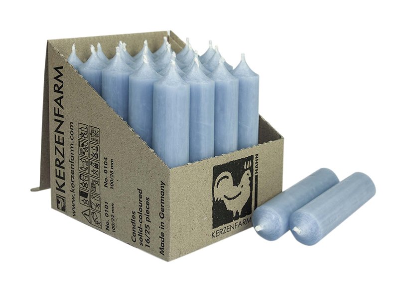 Stick candle colored wax dove blue (H) 10cm Ø2cm