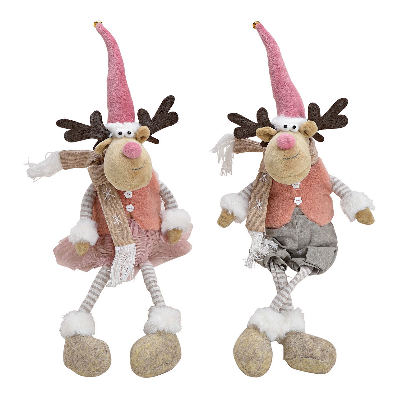 Kantenhocker Elch aus Textil Pink/Rosa, beige, 2fach sort.(B/H/T) 16x56x12 cm Kantenhocker Elch aus Textil Pink/Rosa, beige, 2fach sort.(B/H/T) 16x56x12 cm