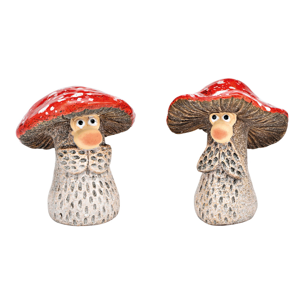 Fliegenpilz, Wichtel aus Steingut rot 2-fach, (B/H/T) 7x13x7cm Fliegenpilz, Wichtel aus Steingut rot 2-fach, (B/H/T) 7x13x7cm