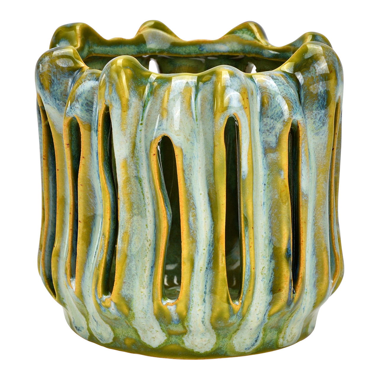 Ceramic wind light, green (W/H/D) 10x10x10cm