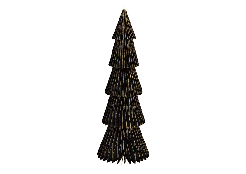 Aufsteller Tannenbaum Honeycomb mit Glitter aus Papier/Pappe schwarz (B/H/T) 14x40x14cm