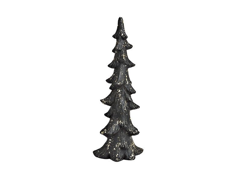 Sapin en argile noir, or (L/H/P) 18x46x13cm