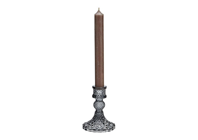 Kerzenhalter aus Glas Grau (B/H/T) 8x10x8cm
