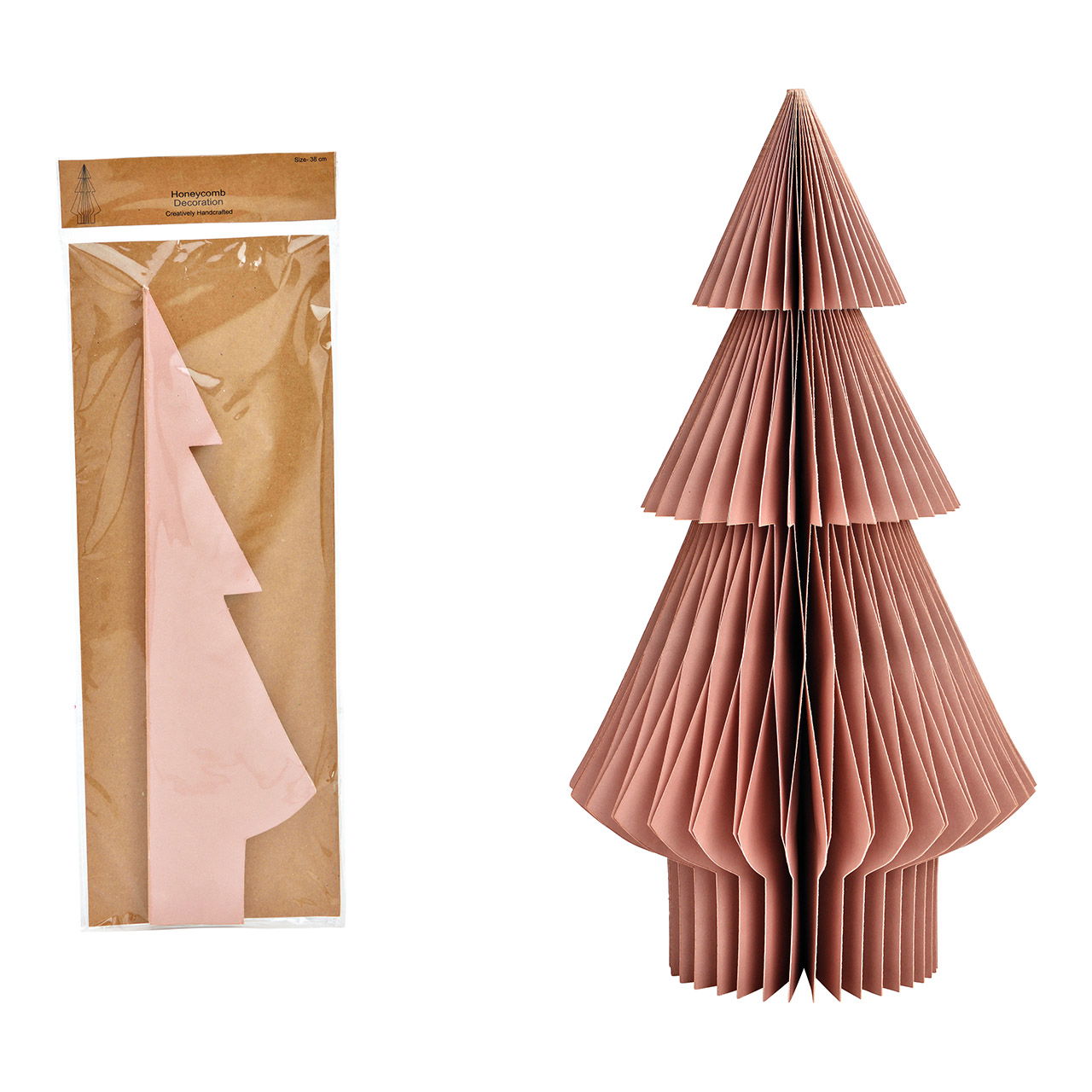 Supporto per albero di Natale a nido d'ape in carta/cartone, rosa scuro (L/H/D) 20x38x20cm