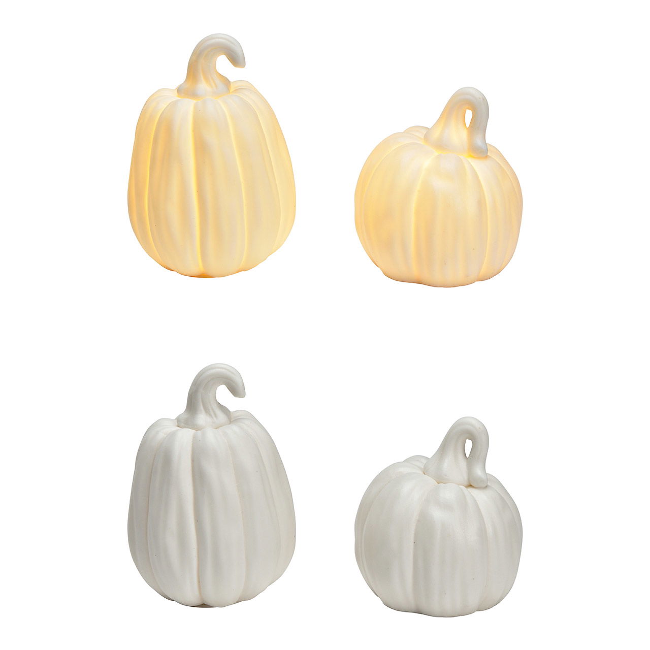 Pumpkin with light, battery operated 3xLR44, made of porcelain white 2-fold, (W/H/D) 7x10x7cm 7x8x7cm