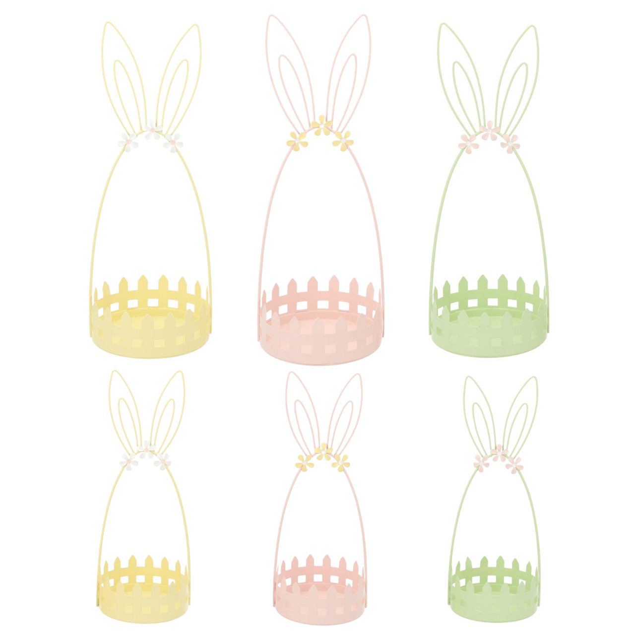 Basket with bunny ears 10x27x10cm metal yellow set of 2 assorted 3 (W/H/D) 12x32x12cm easter-deko, häschenkorb, pastellfarben, eierhalter, korb silhouette