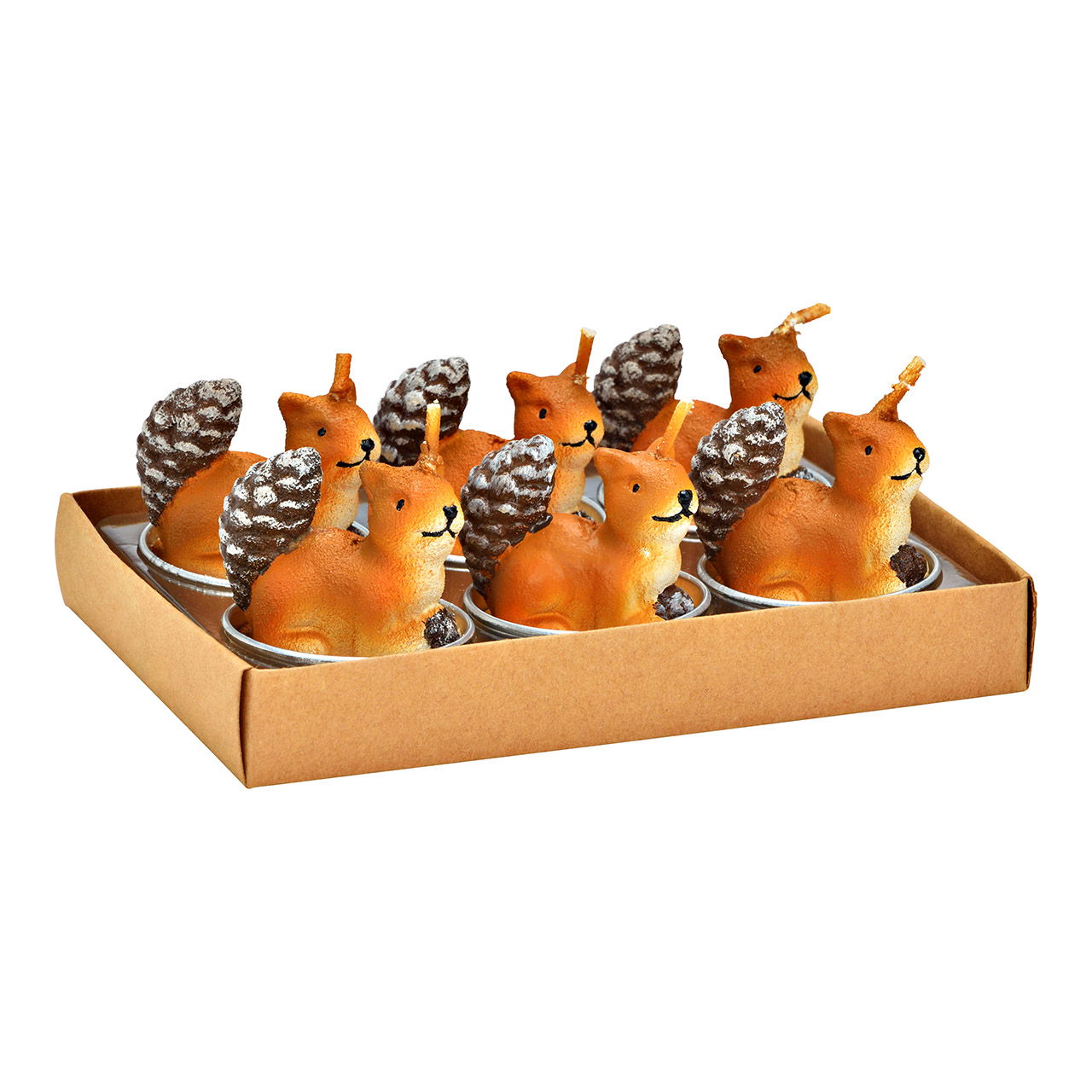 Teelicht-Set Eichhörnchen 4x5x4cm aus Wachs, 6er Set, Braun (B/H/T) 14x6x9cm Teelicht-Set Eichhörnchen 4x5x4cm aus Wachs, 6er Set, Braun (B/H/T) 14x6x9cm