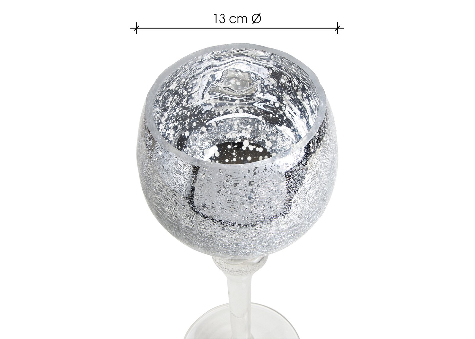 Vento luce set calice cracking argento 30, 35, 40cm x Ø13cm in vetro 3pcs,