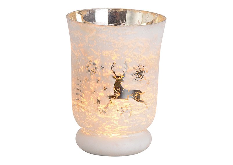 Lanterna di vetro decorazione natalizia Bianco (L/H/D) 10x15x10cm