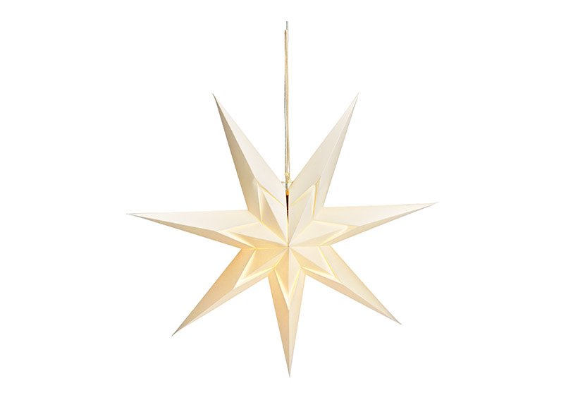 Étoile lumineuse 7 branches en papier/carton FSC blanc Ø60cm