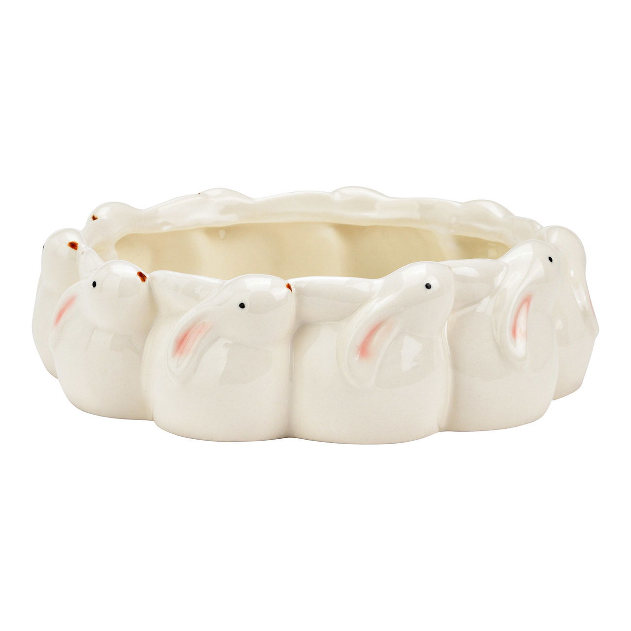 Ciotola decorativa in porcellana, conigli, bianco (L/H/D) 20x5x20cm Kunst, Porzellan, Töpferei