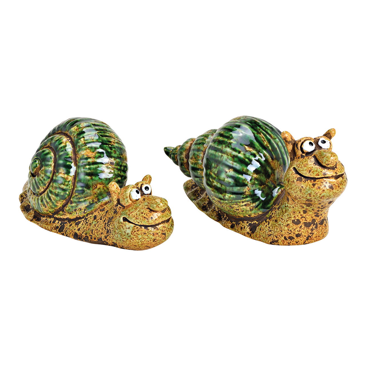 Snail ceramic green 2-fold, (W/H/D) 21x10x9cm