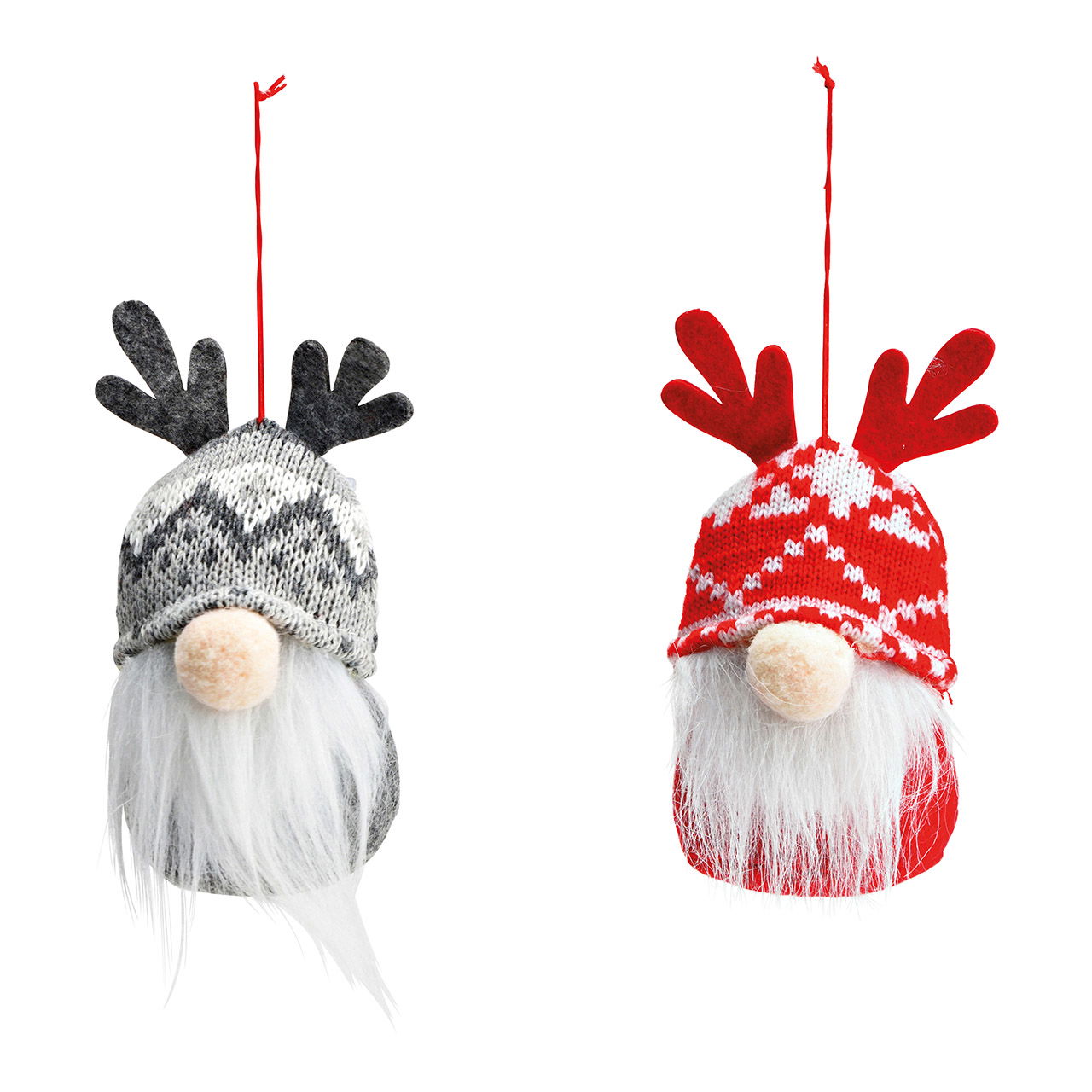 Hanger gnome textile gray, red 2-fold, (W/H/D) 7x12x6cm