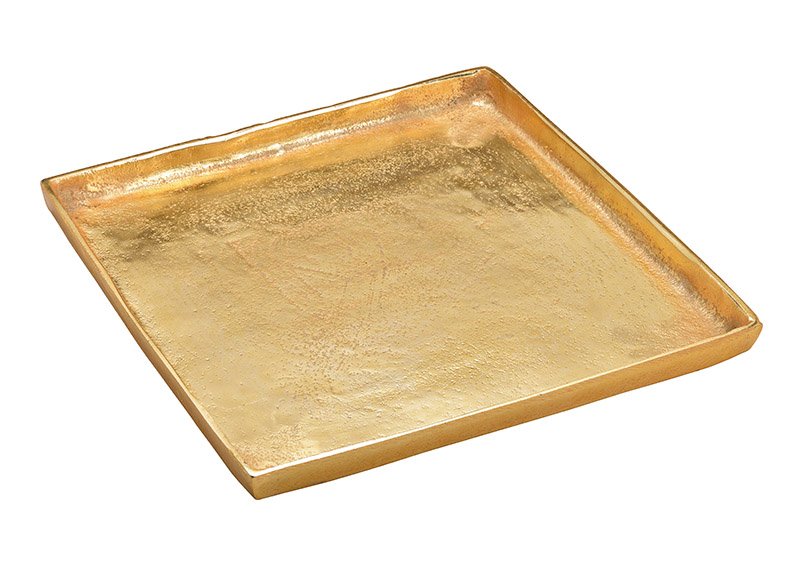 Assiette carrée en métal doré (L/H/P) 30x2x30cm