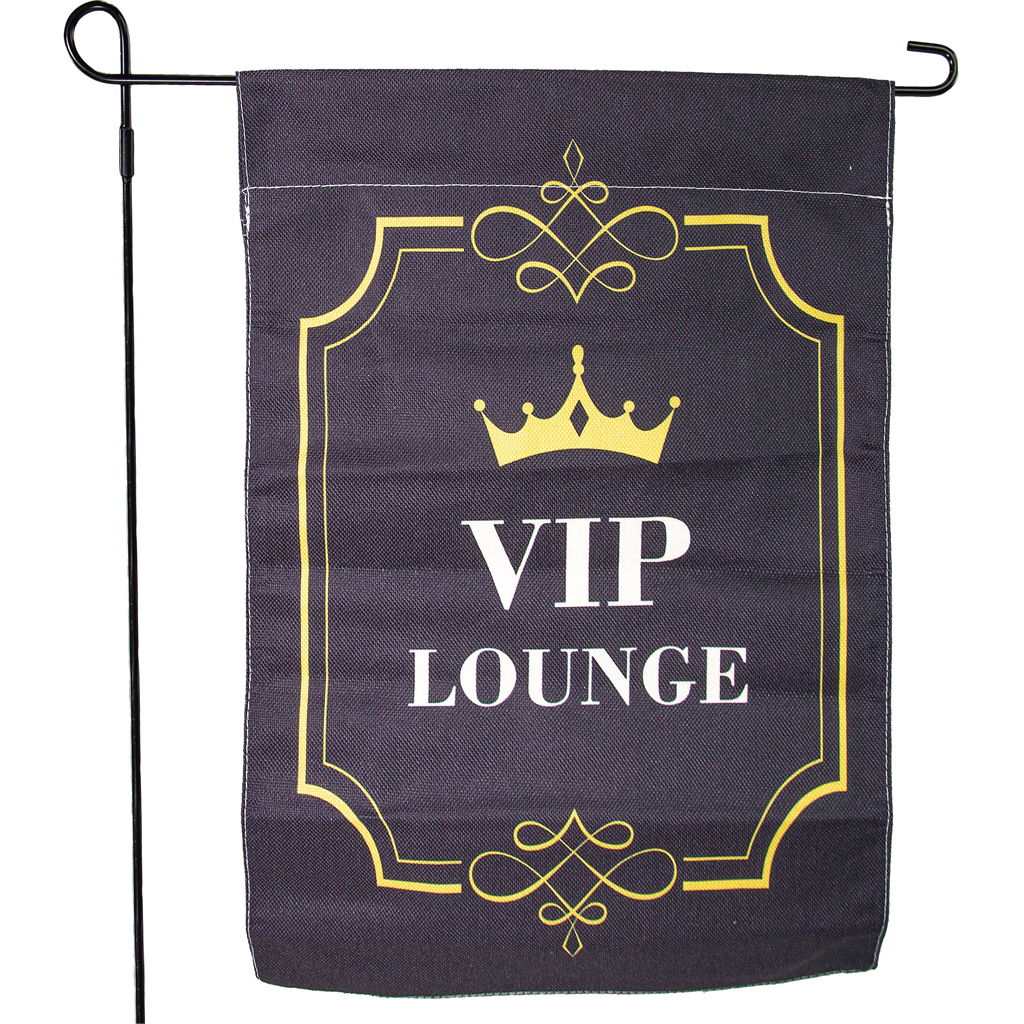 Drapeau de jardin avec tige "VIP", lin, 32x45/90cm, 1 set/btl, noir