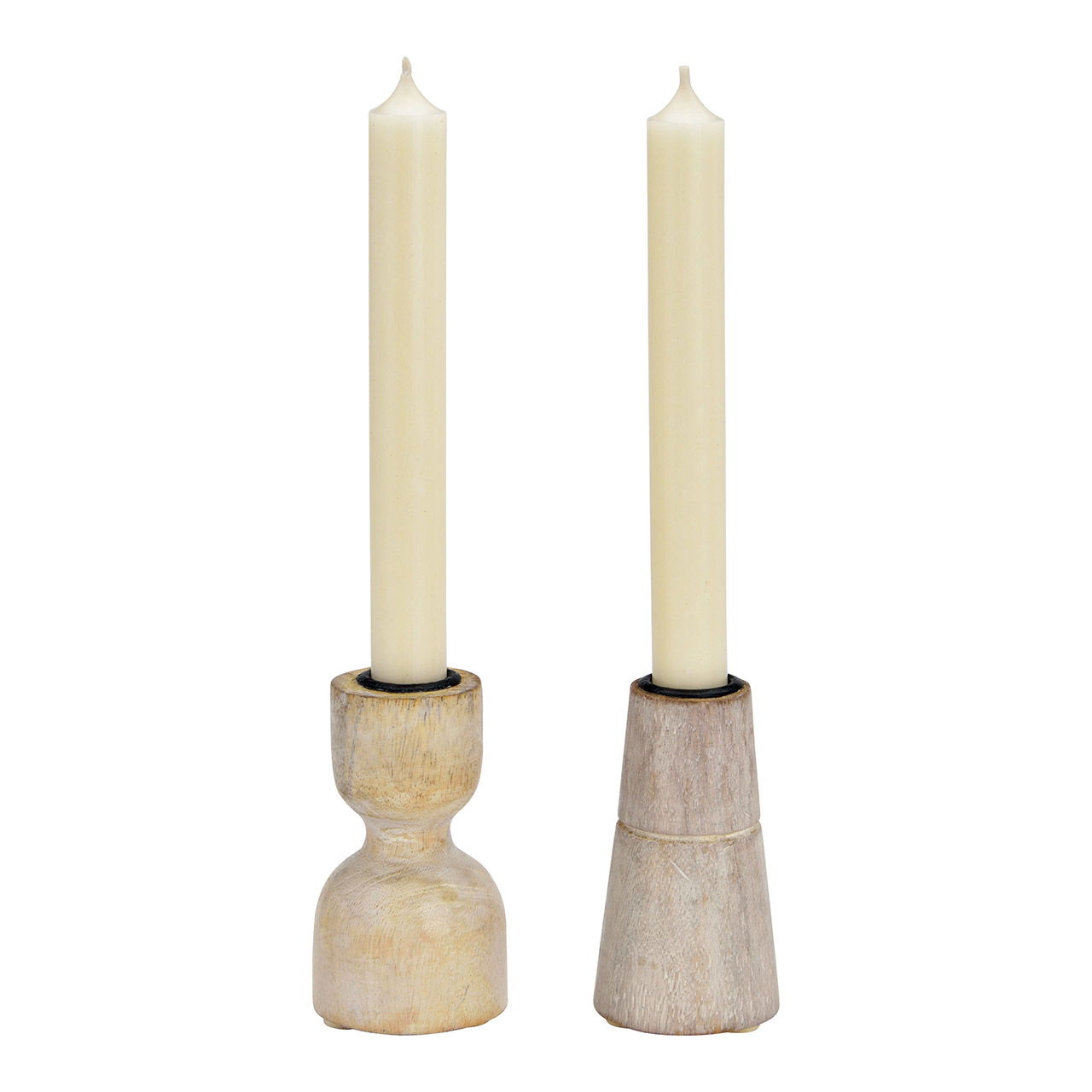 Candle holder made of mango wood white 2-fold, (W/H/D) 6x10x6cm