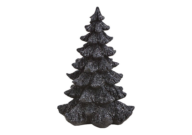 Zwarte polyamide dennenboom (w/h/d) 14x21x14cm