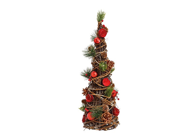 Christmas tree made of wood, plastic red, brown (w / h / d) 16x48x16cm