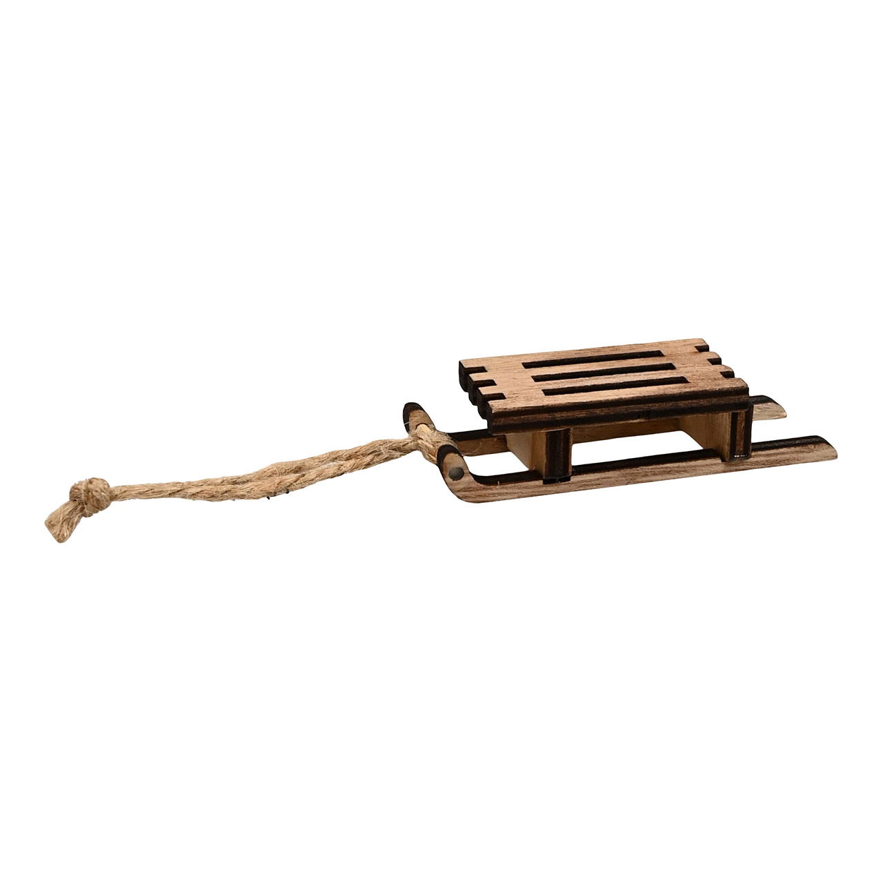 Secret Santa door display accessory, wooden sleigh made of natural wood (W/H/D) 8x2x3.5cm