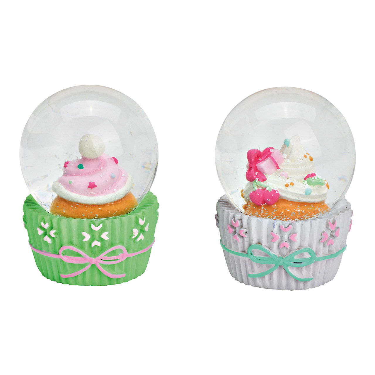 Poly snow globe cupcake colorful 2-fold, (W/H/D) 4x6x4cm