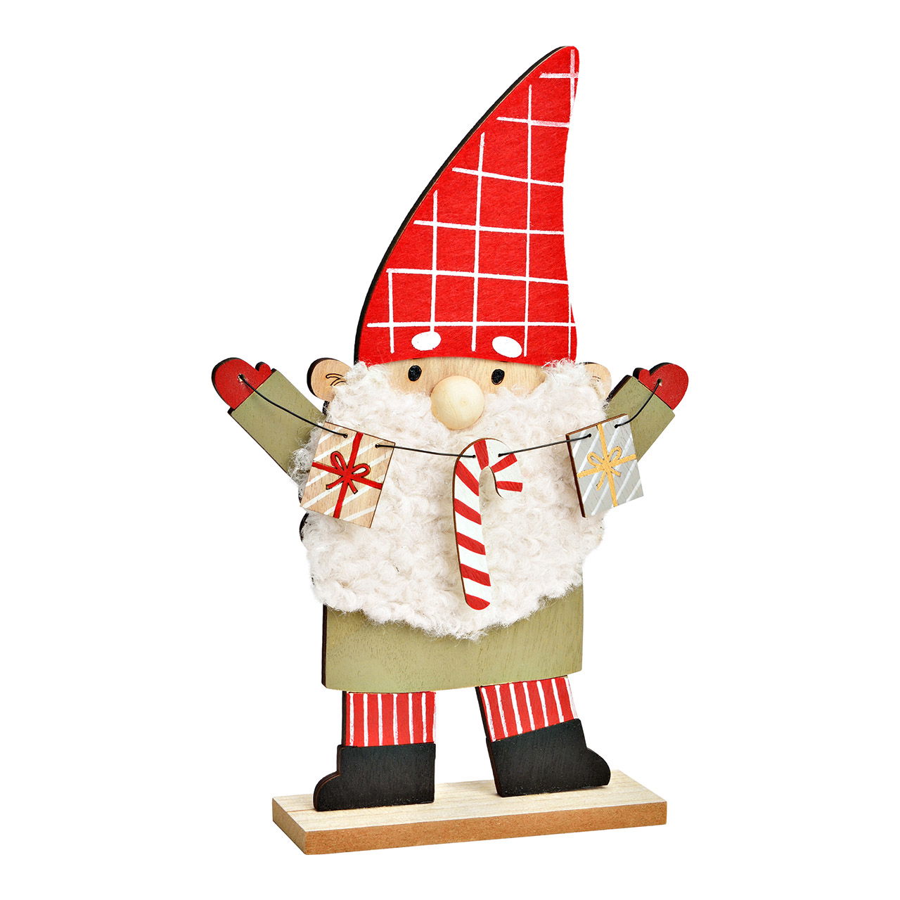 Stand di Babbo Natale in legno, rosso (L/A/D) 18x28x5cm Stand di Babbo Natale in legno, rosso (L/A/D) 18x28x5cm