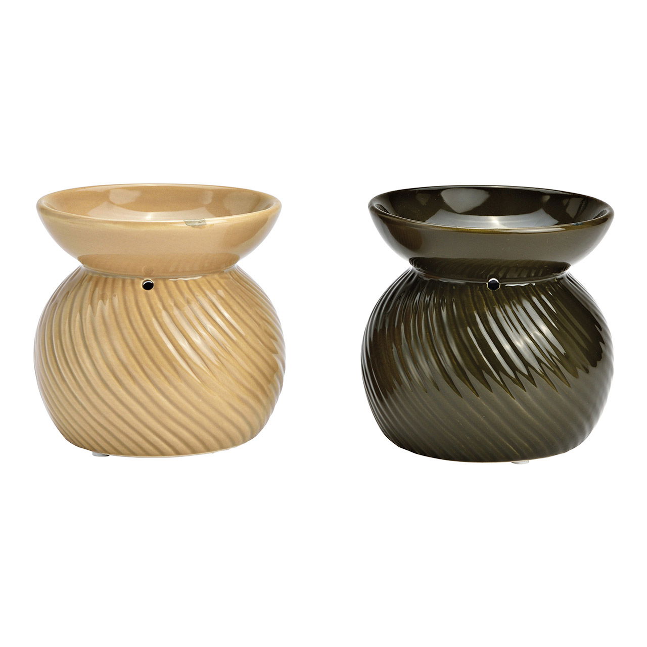 Duftlampe aus Keramik beige, dunkelgrün 2-fach, (B/H/T) 10x11x10cm Duftlampe aus Keramik beige, dunkelgrün 2-fach, (B/H/T) 10x11x10cm