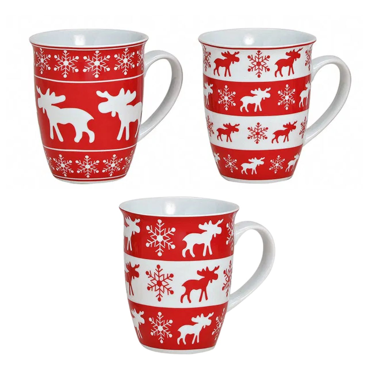 Taza decoración alce en rojo y blanco, surtido (A/A/P) 11x10x8,5 cm Pokal, Kunst, Porzellan, Töpferei