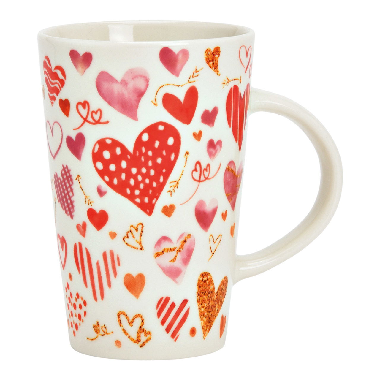 Taza Corazón Decoración Porcelana Roja (A/A/D) 12x13x8cm 420ml