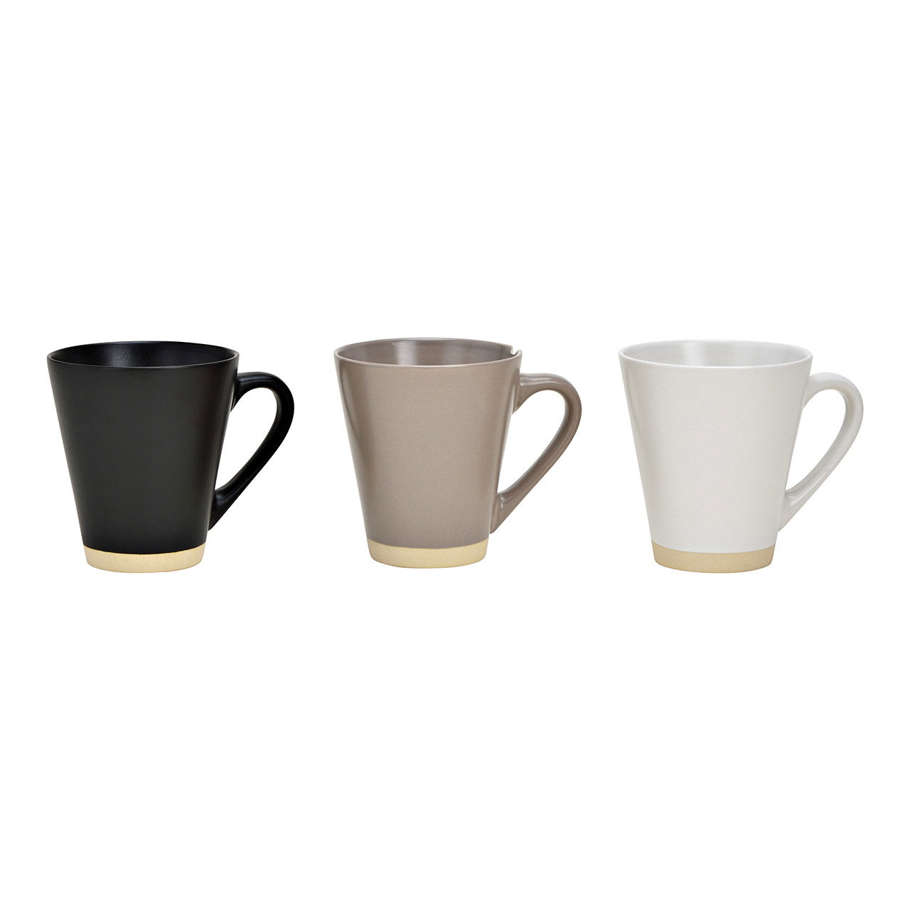 Stoneware mug black, gray, white 3-fold, (W/H/D) 13x11x10cm 370ml