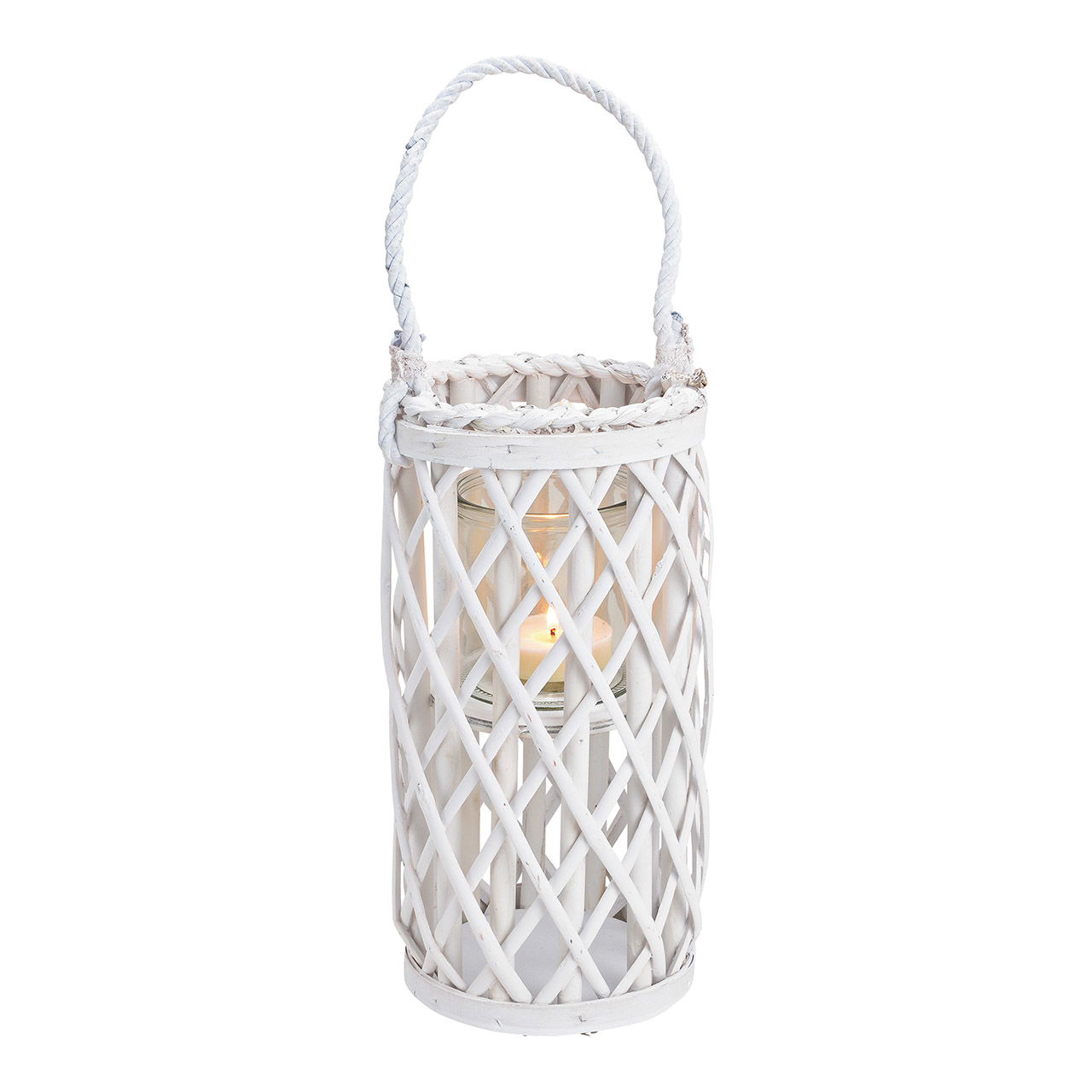 Lantern wickerwork with lantern glass made of natural material white (W/H/D) 15x31x15cm Lantern wickerwork with lantern glass made of natural material white (W/H/D) 15x31x15cm