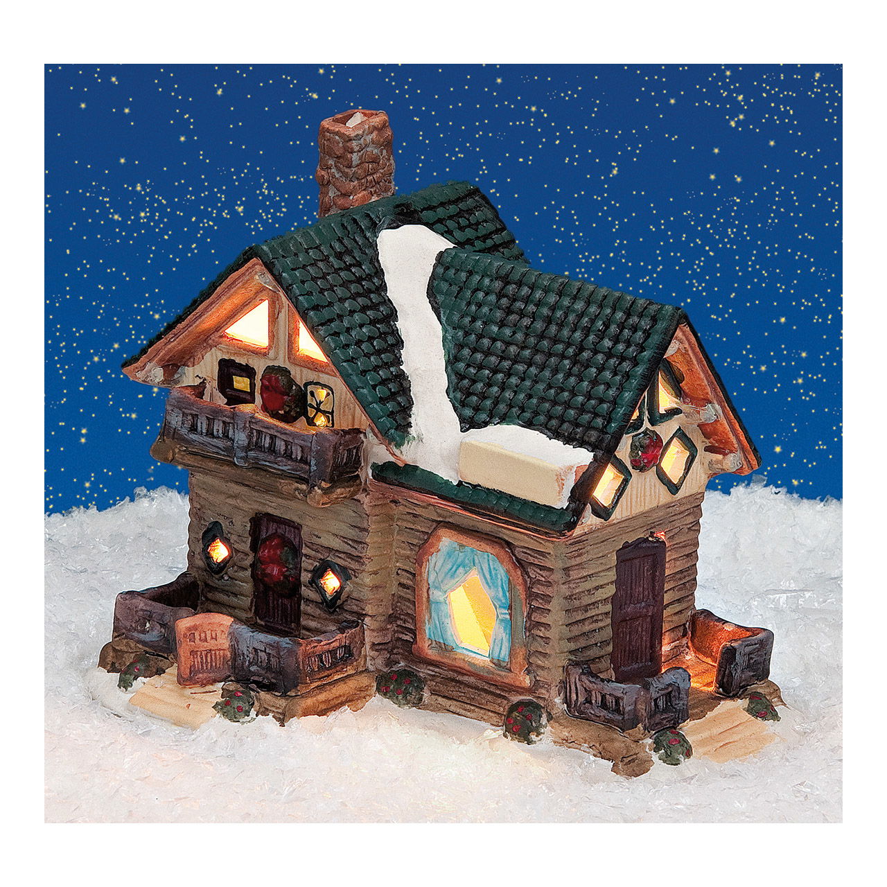 Maison lumineuse Blockhaus en porcelaine, Coloré (L/H/P) 15x13x11cm Maison lumineuse Blockhaus en porcelaine, Coloré (L/H/P) 15x13x11cm