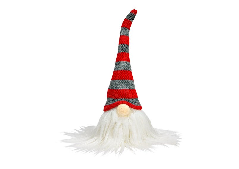 Textile gnome white, red, grey (W/H/D) 8x24x6cm