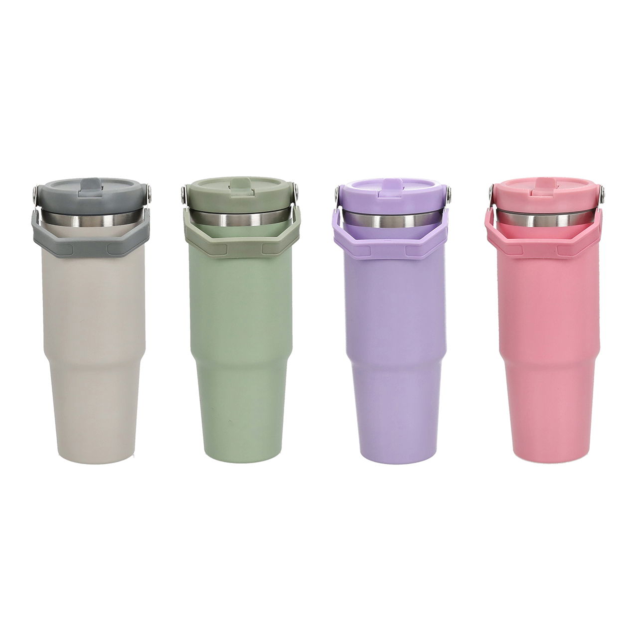 Thermobecher, Edelstahl, Flip, 4/s, ca. 900ml Edelstahl304/301, salbei, rosa, lavendel, mandel sort., inkl. Flip Trinkhalm (8mm), Hangtag B:9,5cm H:24,5cm T:9,5cm Flasche, Shaker