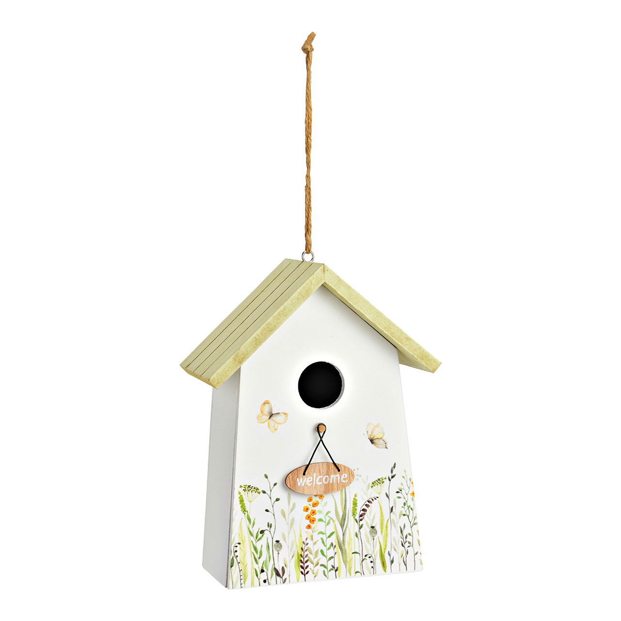 Hanger House Welcome van hout wit (B/H/D) 14x20x9cm