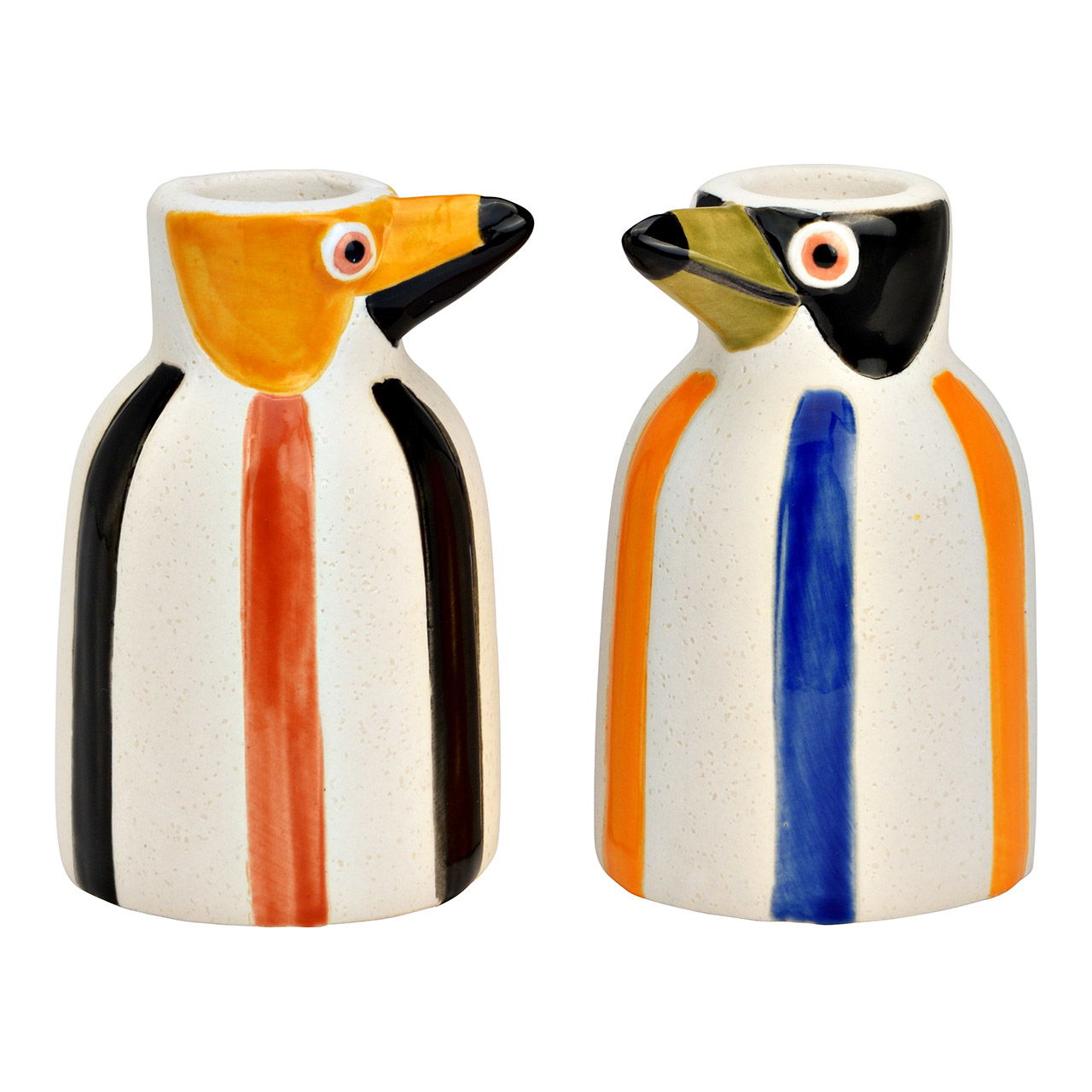 Kaarshouder papegaai van steengoed, 2-voudig, geel/zwart (B/H/D) 7x9x6cm Krug, Töpferei, Tier, Vogel, Pinguin