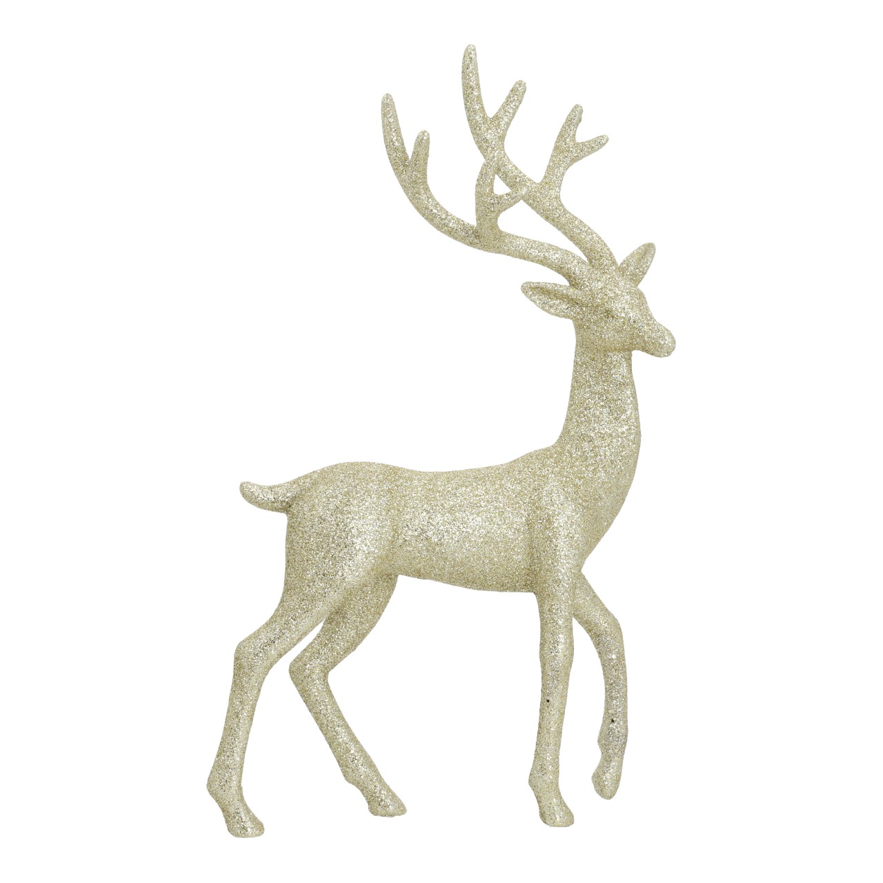 Hirsch glitzernd aus Kunststoff Gold (B/H/T) 20x39x10cm Dekofigur, Rentier, Glitzer, Gold, Weihnachten