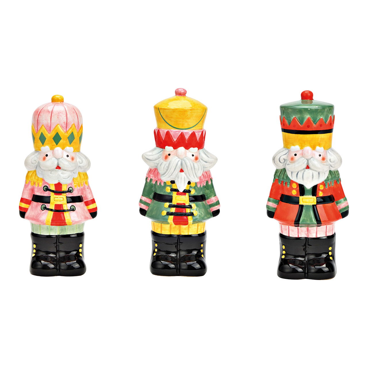 Nutcracker figure made of ceramic colorful 3-fold, (W/H/D) 8x18x6cm