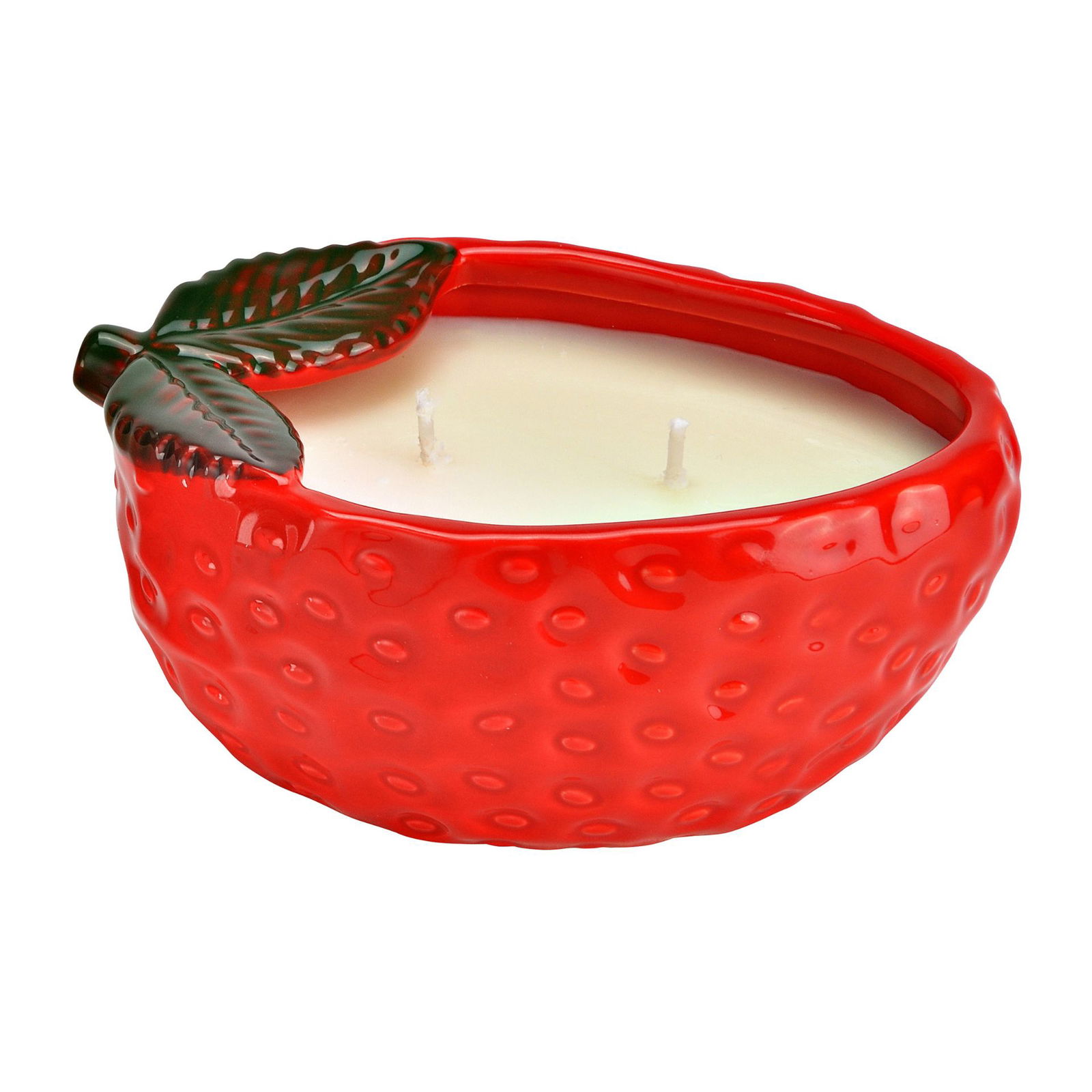 Windlicht Erdbeere aus Keramik mit Duftkerze 280g, Rot (B/H/T) 14x6x10cm Schale, Suppenschüssel