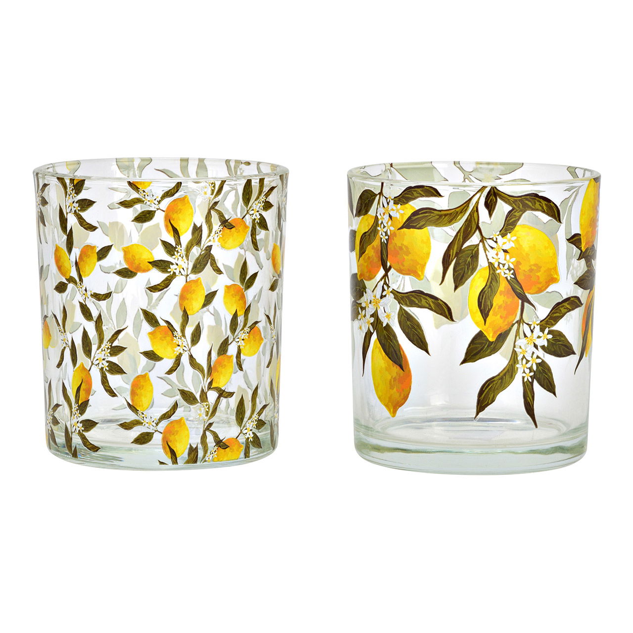 Glass lantern with lemon decor, 2 lights, yellow/green (W/H/D) 9x10x9cm Glass lantern with lemon decor, 2 lights, yellow/green (W/H/D) 9x10x9cm