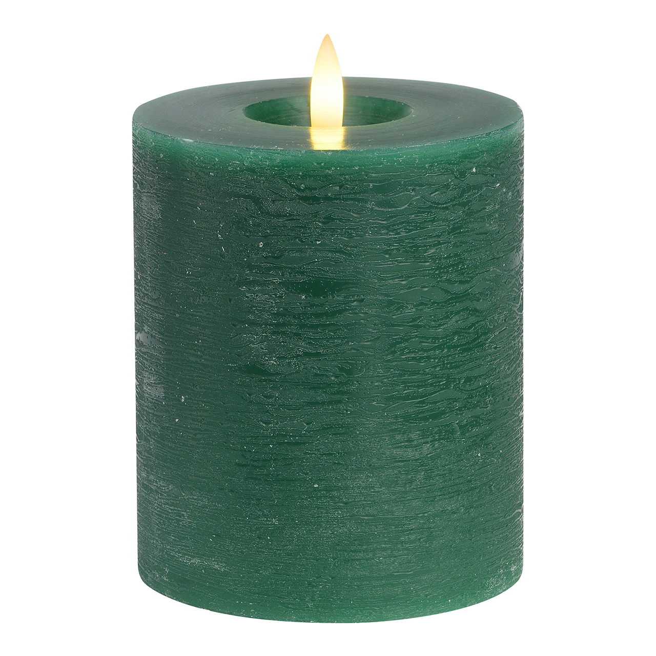 Candle LED green, flickering light, exclusive 3xAA made of wax (W/H/D) 10x12x10cm