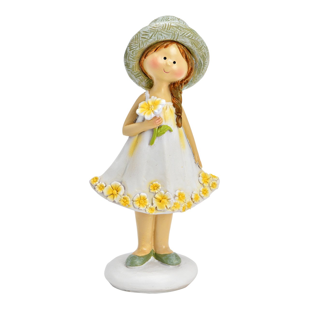 Flower girl made of poly, white/beige/green (W/H/D) 8x18x6cm