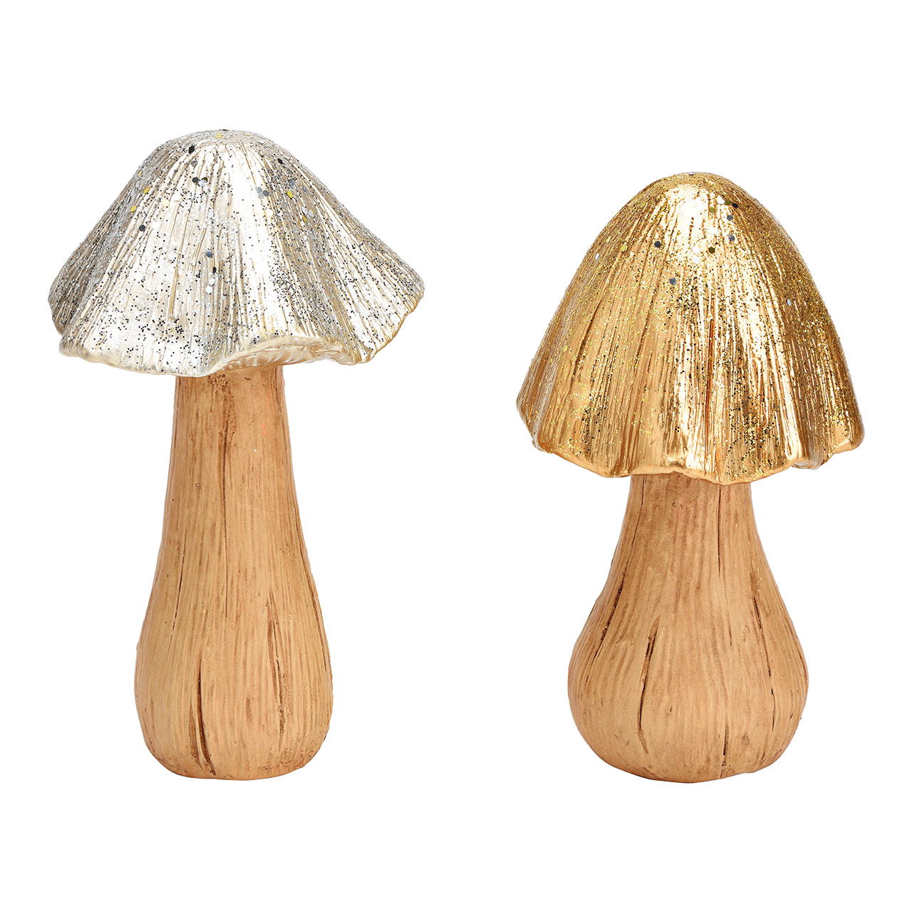 Ceramic mushroom gold 2-fold, (W/H/D) 10x14x10cm