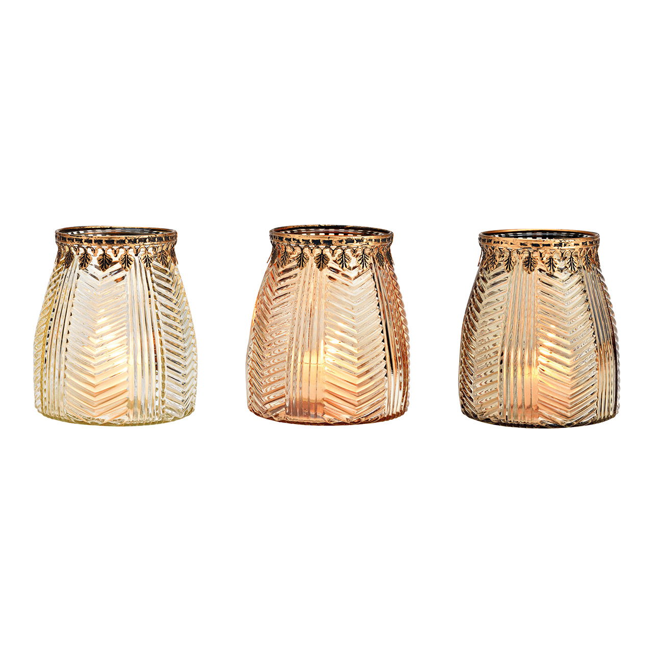 Windlicht aus Glas braun 3-fach, (B/H/T) 11x13x11cm Windlicht aus Glas braun 3-fach, (B/H/T) 11x13x11cm