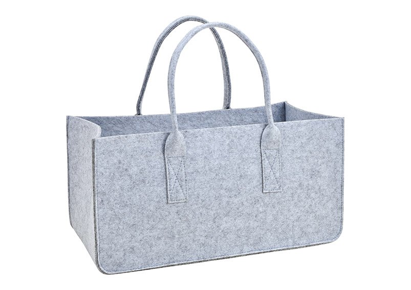 Bolsa de leña de fieltro gris claro (A/H/D) 50x26x25cm